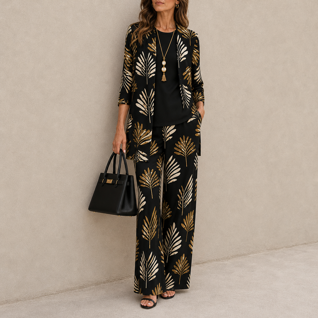 Apt Printed Three-Piece Set in Midnight Blossom