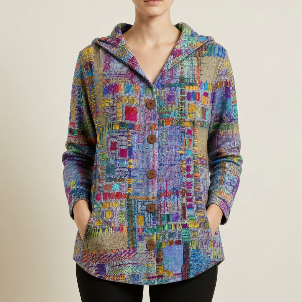 Beaulieu Abstract Hooded Cardigan in Purple