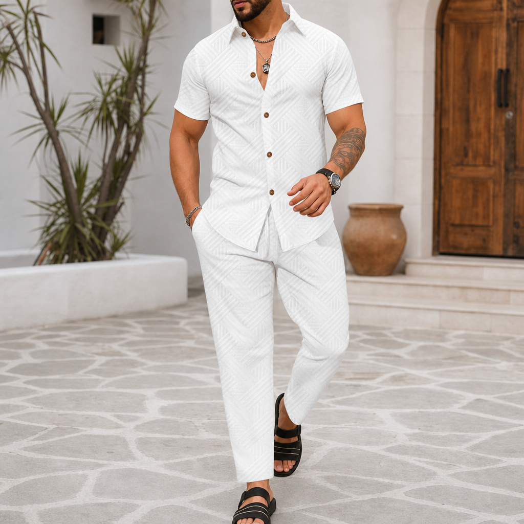 Bonifacio Textured Two-Piece Set in White