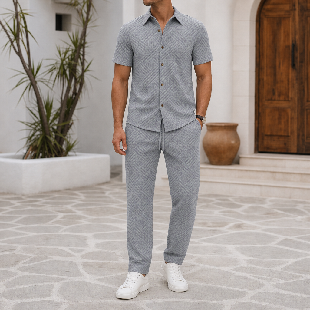Bonifacio Textured Two-Piece Set in Gray