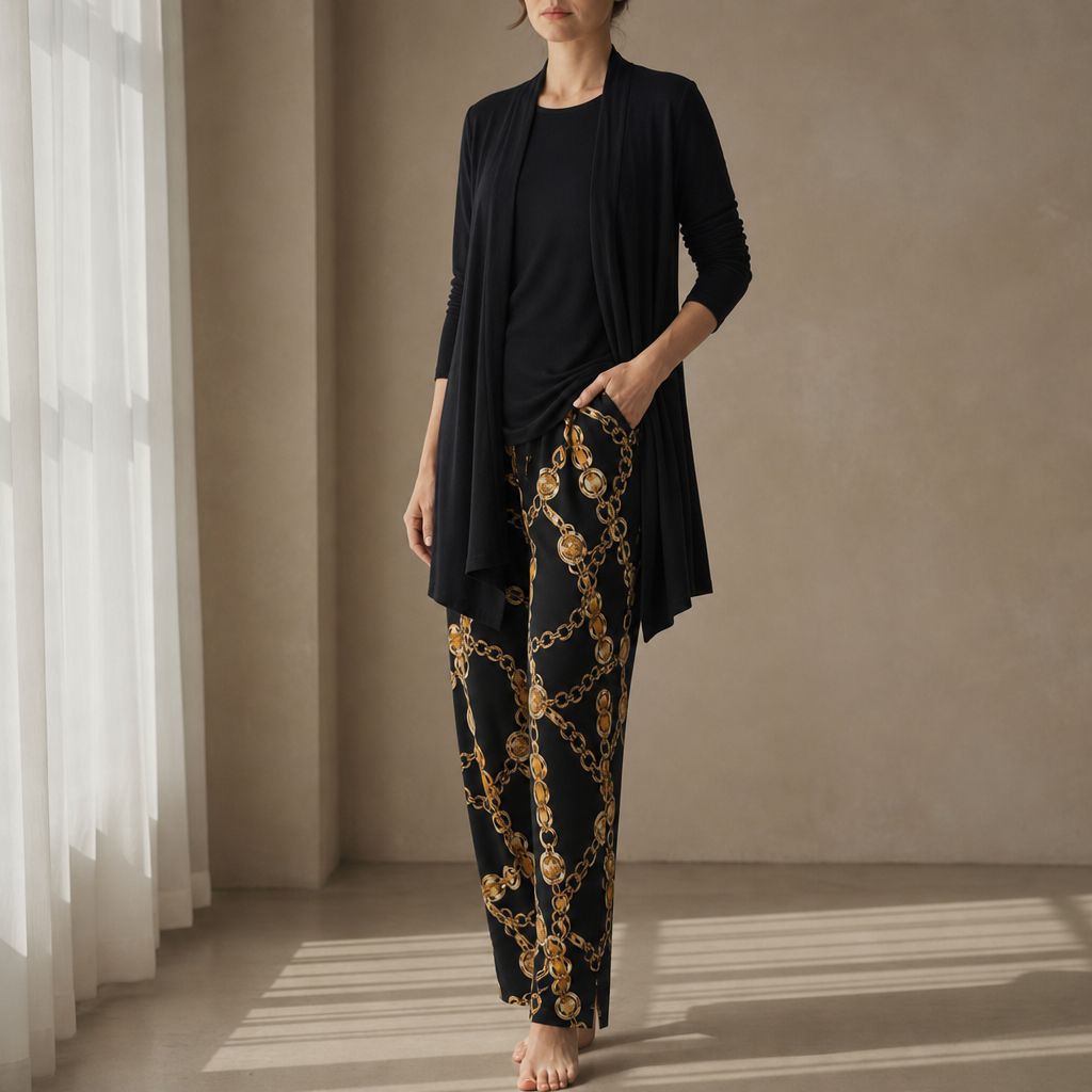 Cassis Floral Print 3-Piece Set in Black