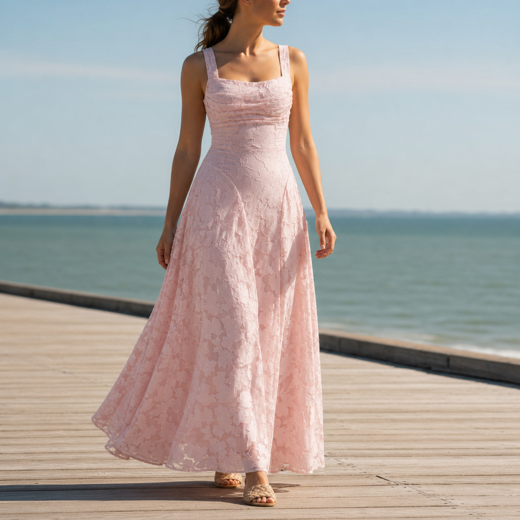Chianti Floral Lace Maxi Gown in Pink