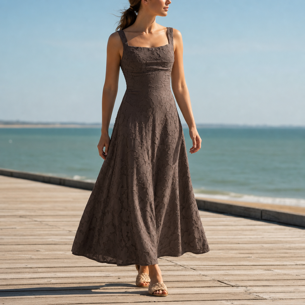Chianti Floral Lace Maxi Gown in Gray