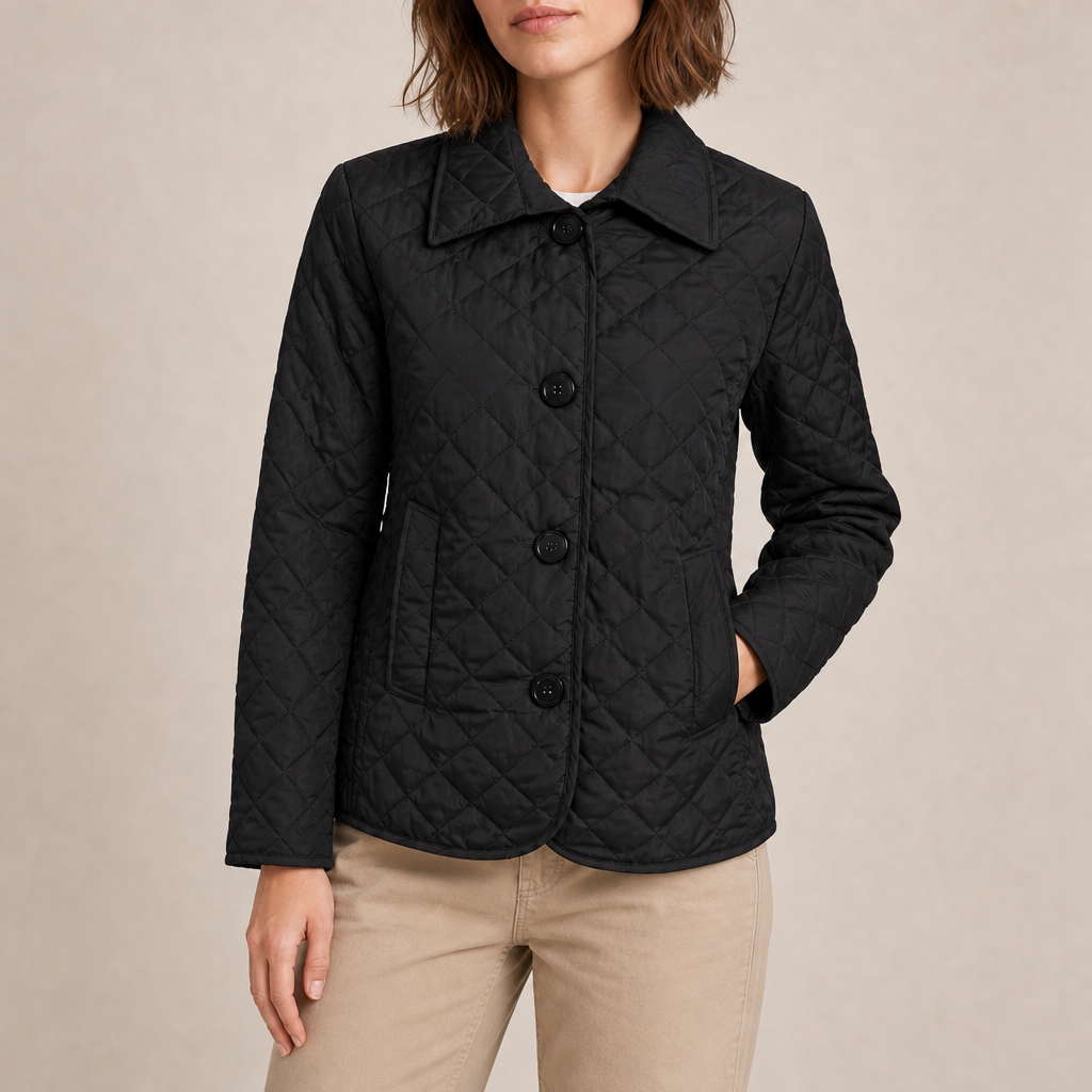 Coimbra Quilted Button-Up Jacket in Black