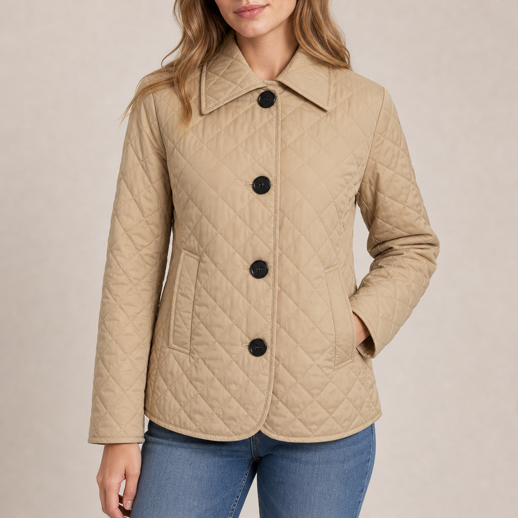 Coimbra Quilted Button-Up Jacket in Brown