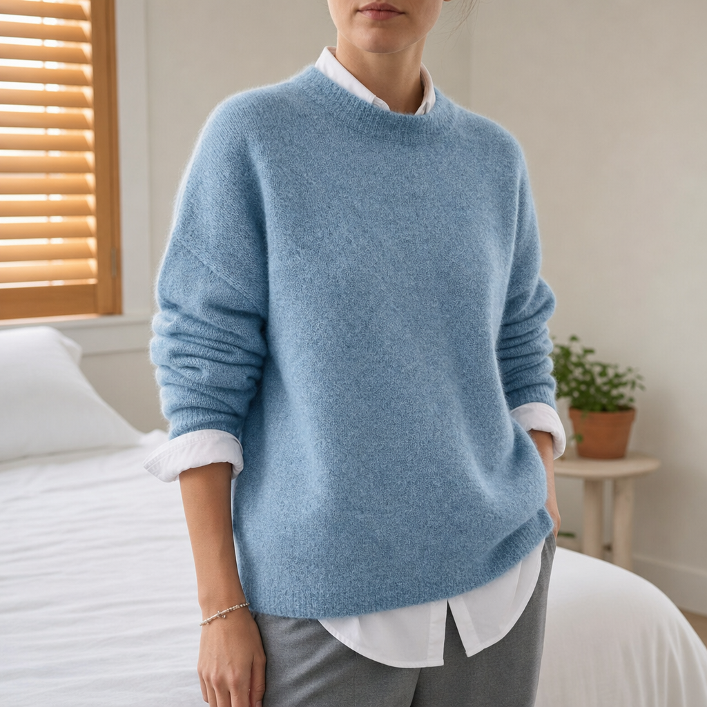 Comillas Loose Fit Crewneck Sweater in Blue