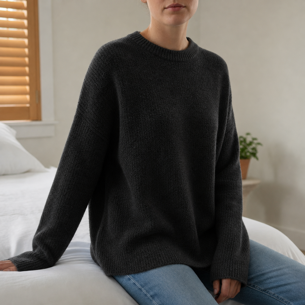 Comillas Loose Fit Crewneck Sweater in Black