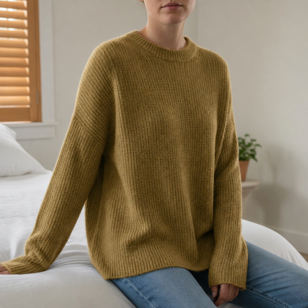 Comillas Loose Fit Crewneck Sweater in Khaki