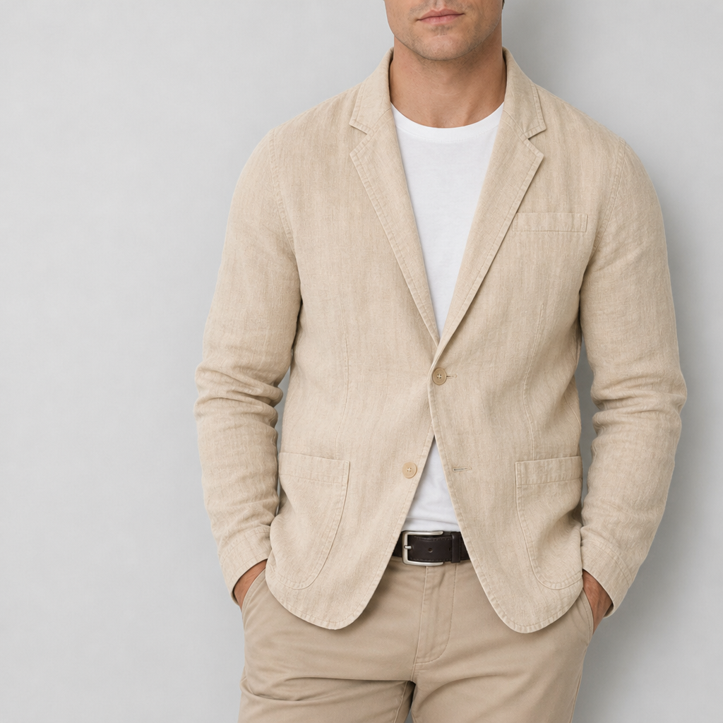 Delphi Linen Casual Blazer in Beige