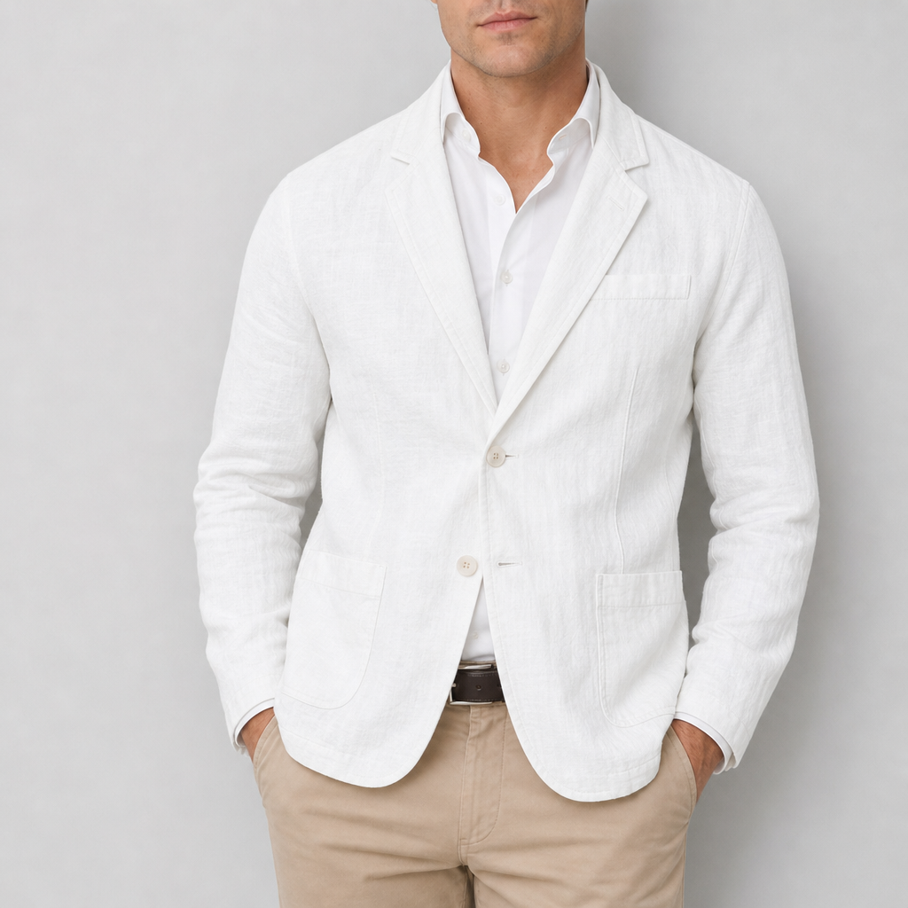 Delphi Linen Casual Blazer in White