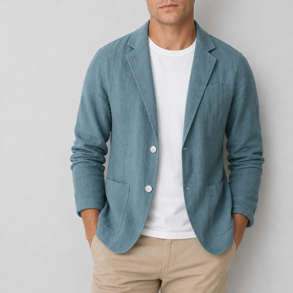 Delphi Linen Casual Blazer in Teal