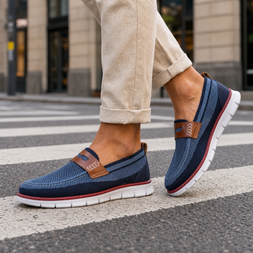 Elvas Mesh Slip-On Loafers in Blue