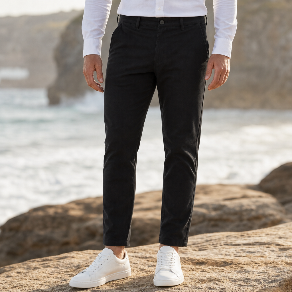 Evora Slim Tapered Chinos in Black