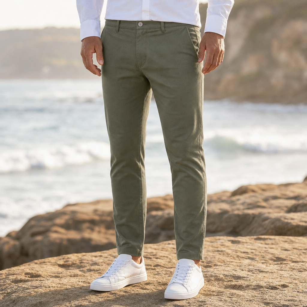 Evora Slim Tapered Chinos in Sage