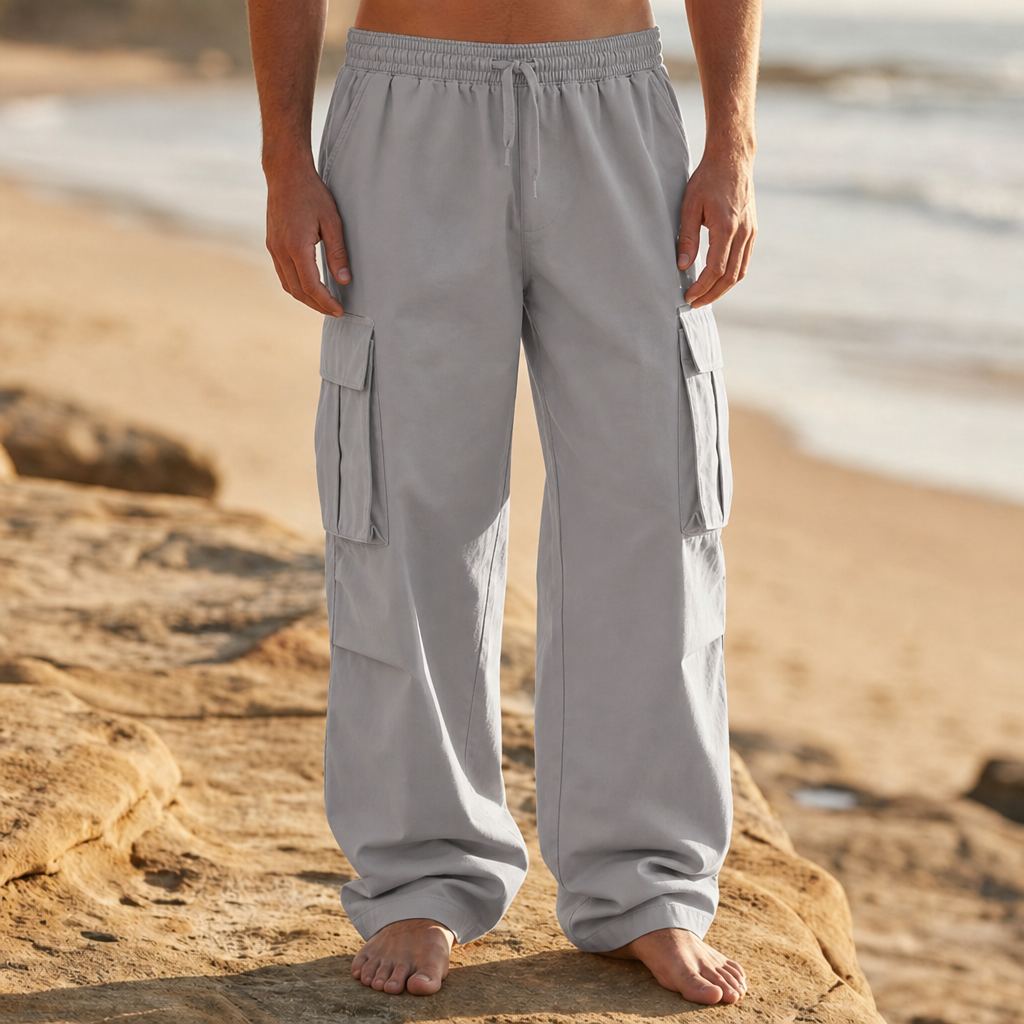 Getaria Baggy Cargo Pants in Light Gray