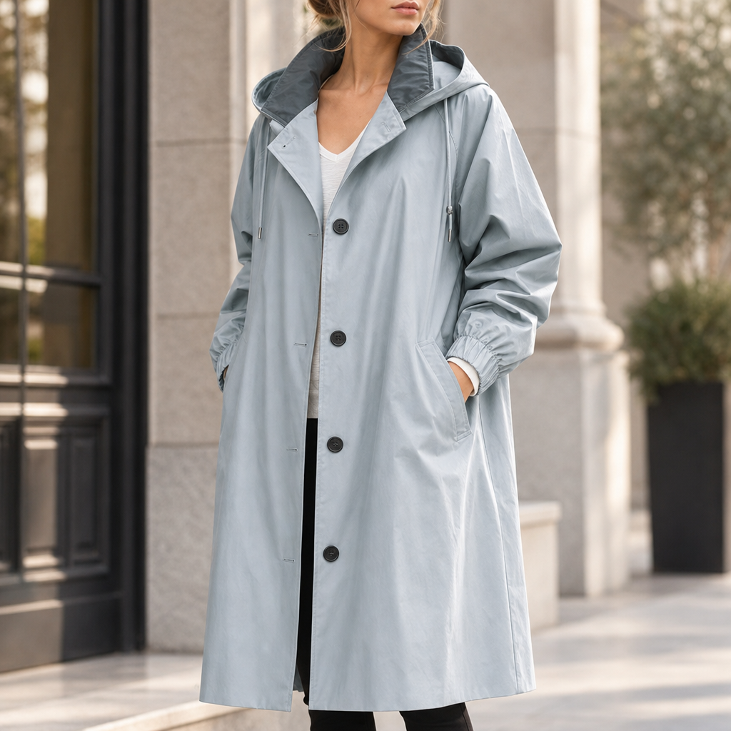 Gordes Water-Repellent Trench Coat in Light Blue