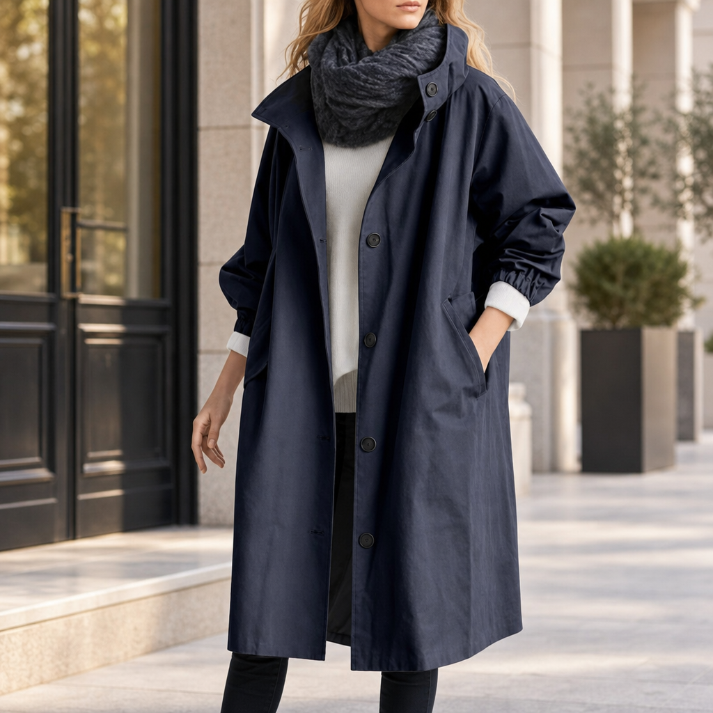 Gordes Water-Repellent Trench Coat in Marine Blue
