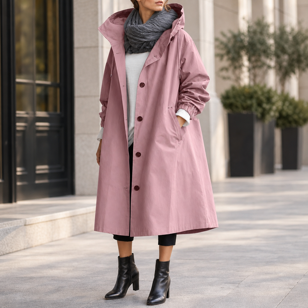 Gordes Water-Repellent Trench Coat in Pink