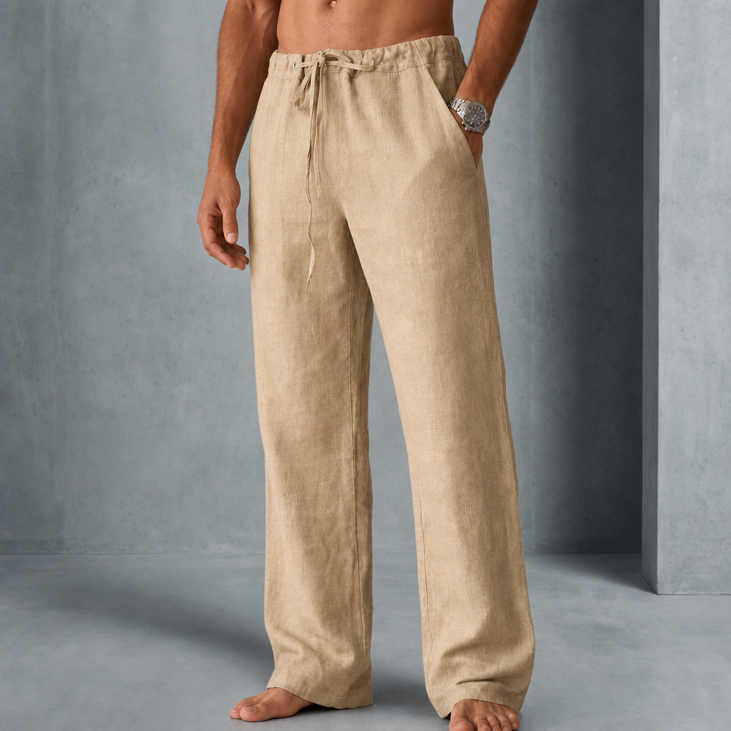 Guimaraes Linen Drawstring Trousers in Cream