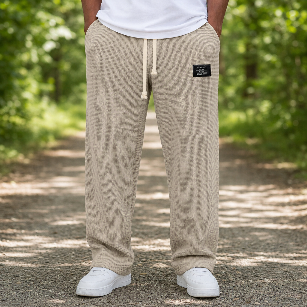 Kea Waffle Knit Drawstring Pants in Khaki