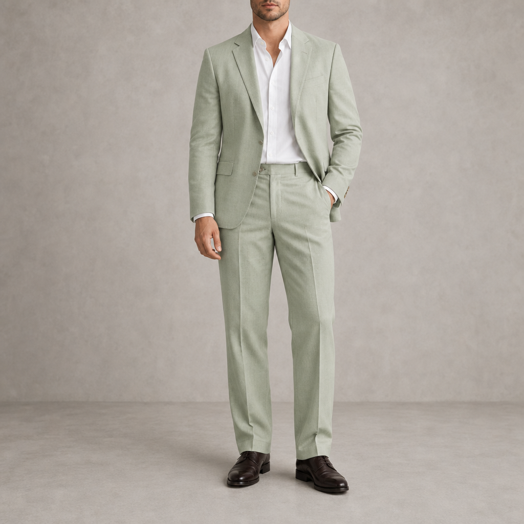 Marbella Linen Two-Piece Suit in Green
