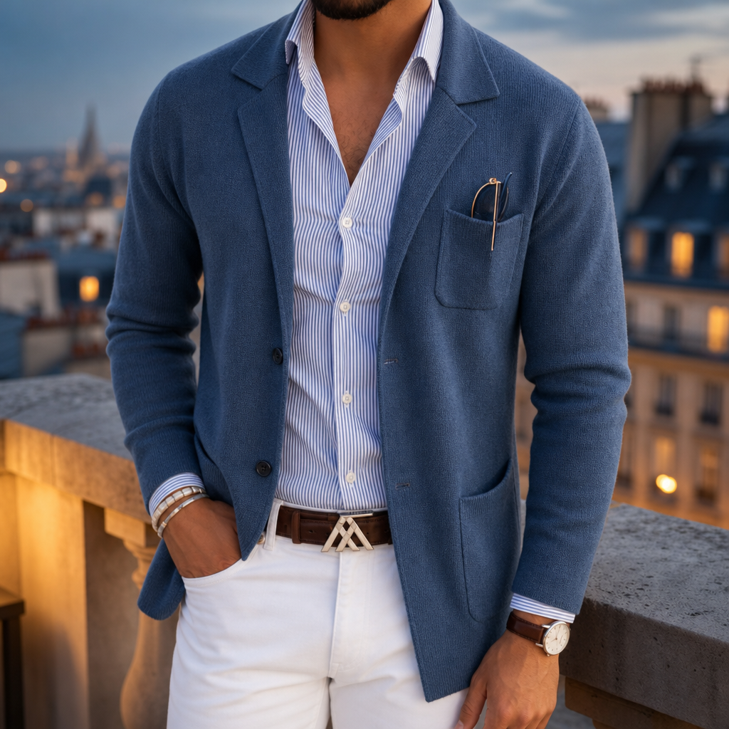 Menorca Knit Blazer in Blue
