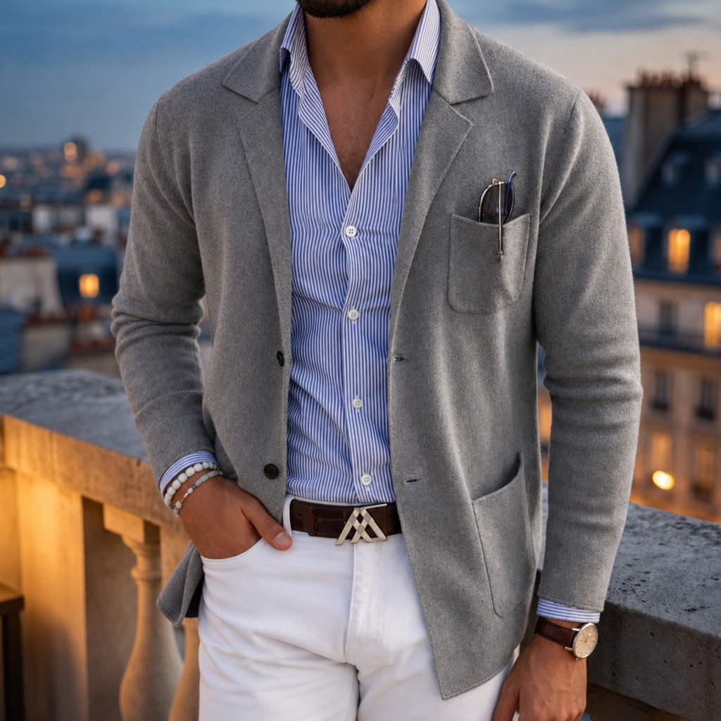 Menorca Knit Blazer in Gray