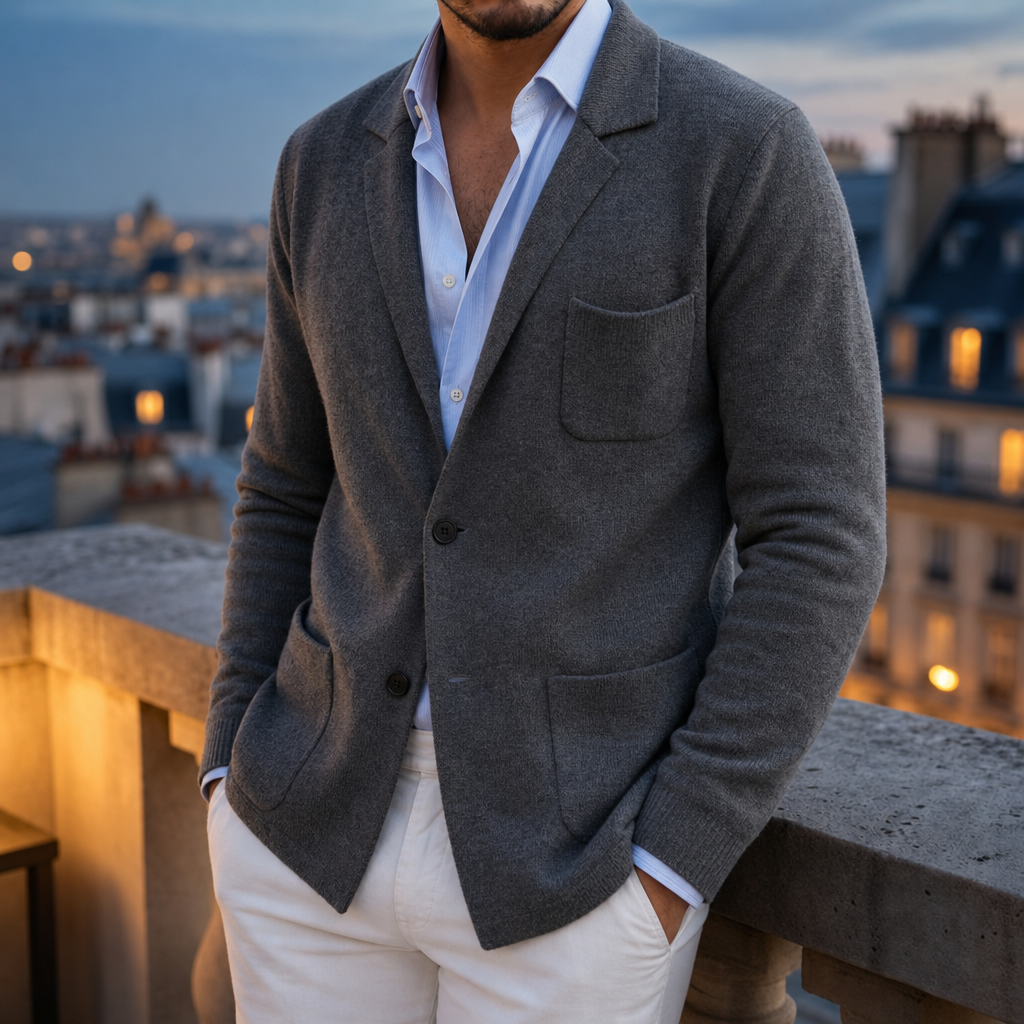 Menorca Knit Blazer in Dark Gray