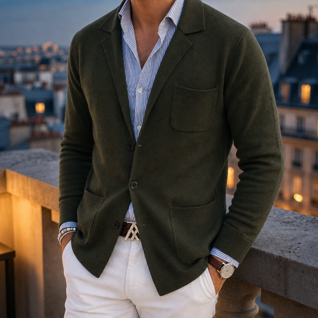 Menorca Knit Blazer in Dark Green