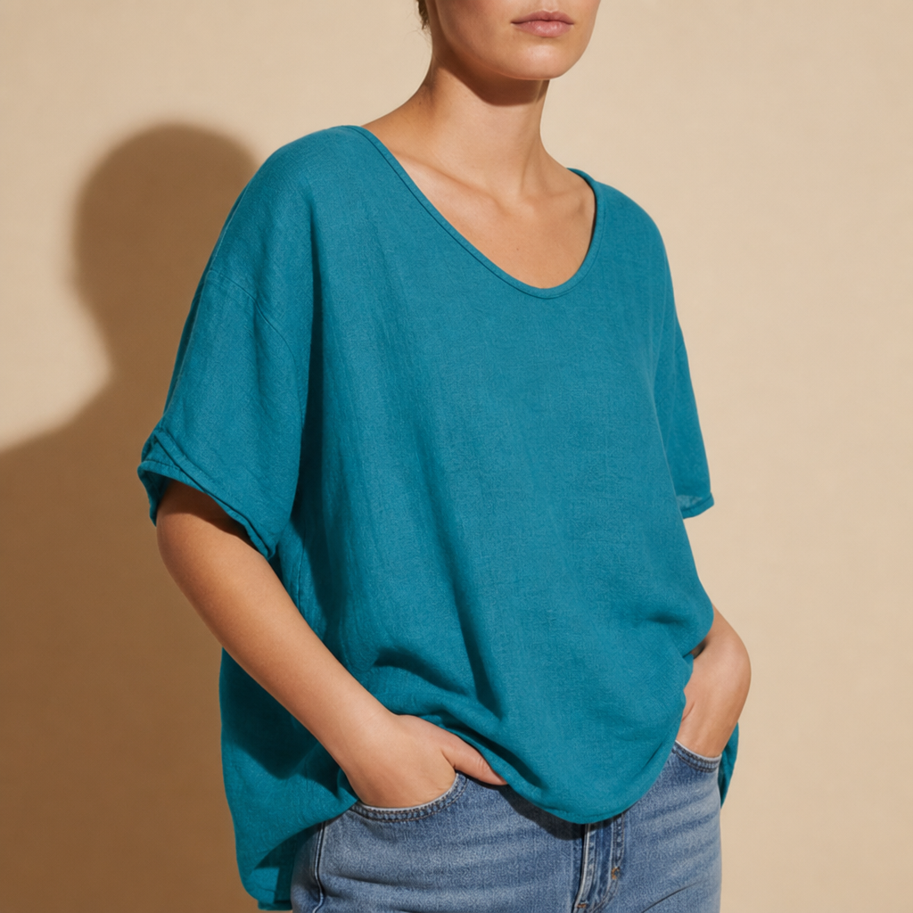 Montalcino Loose Fit Blouse in Sea blue