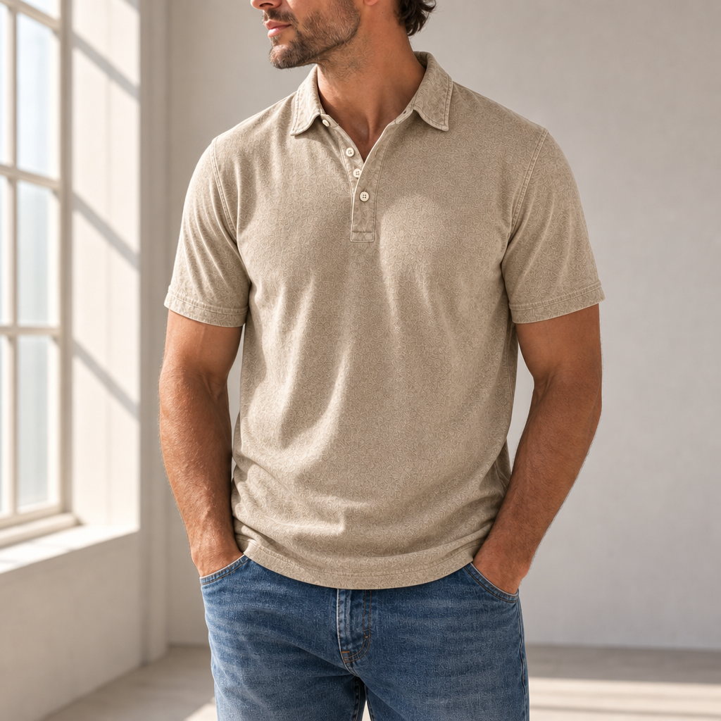 Montepulciano Washed Cotton Polo in Khaki