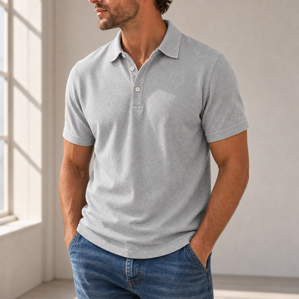 Montepulciano Washed Cotton Polo in Light Gray