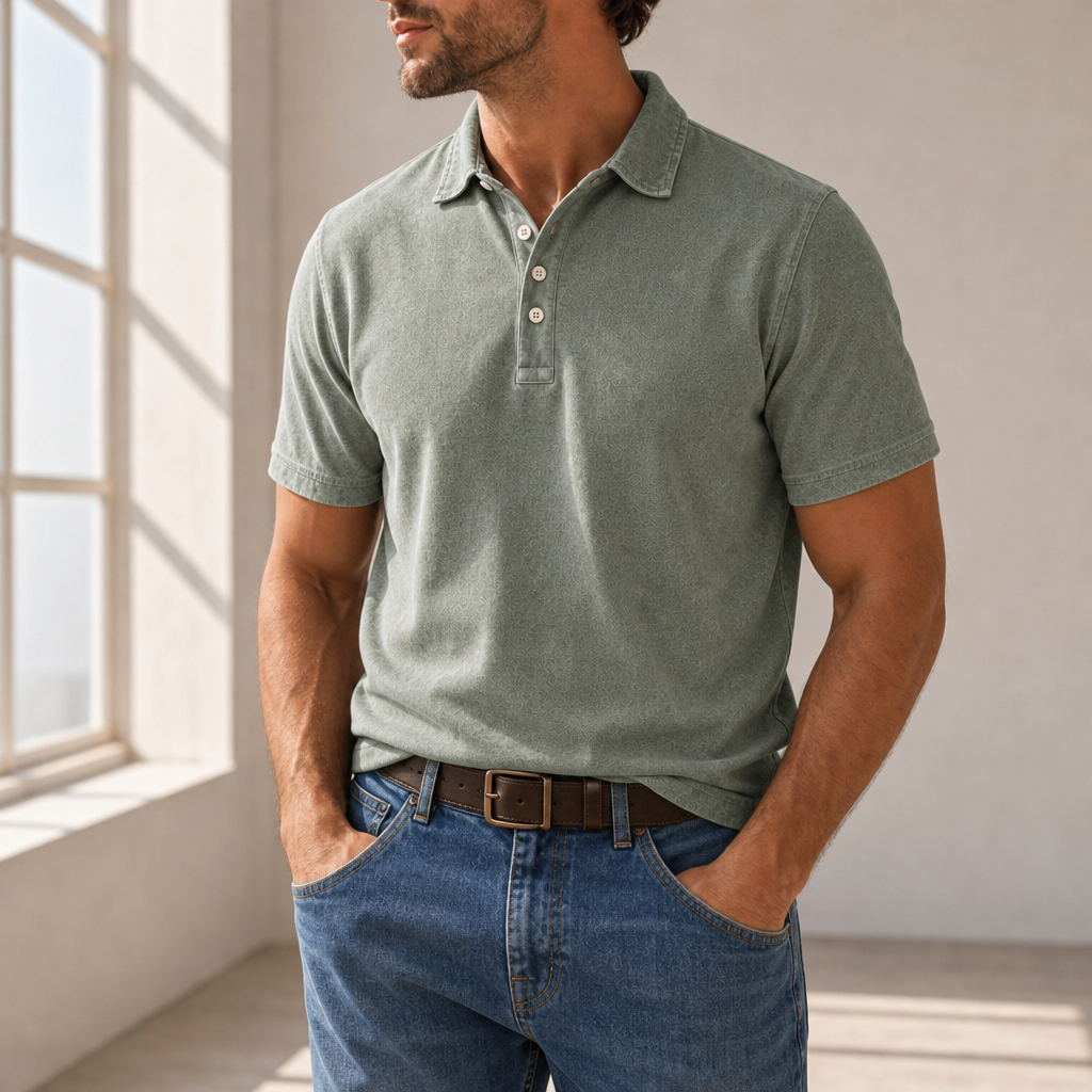 Montepulciano Washed Cotton Polo in Sage Green