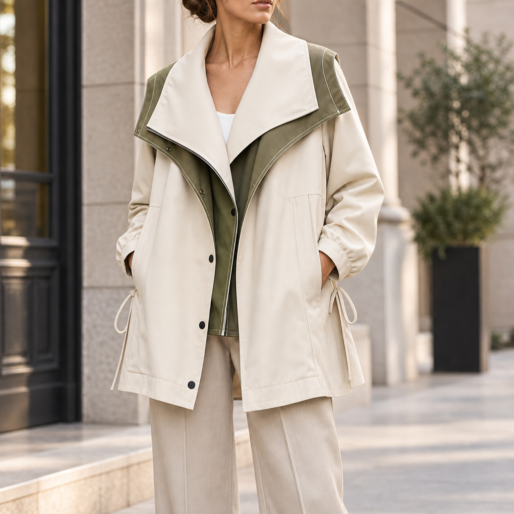 Nerja Double Layer Windbreaker in Beige