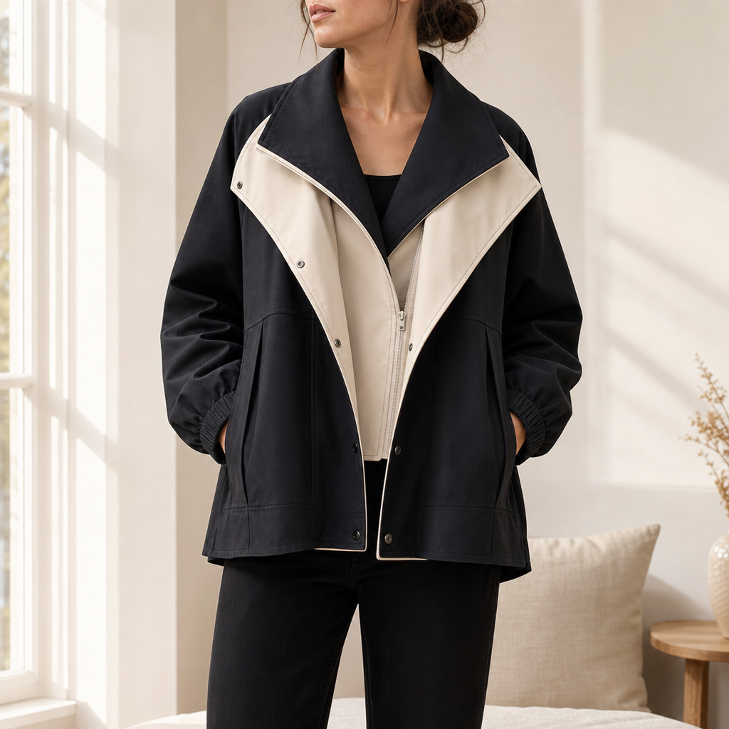 Nerja Double Layer Windbreaker in Black