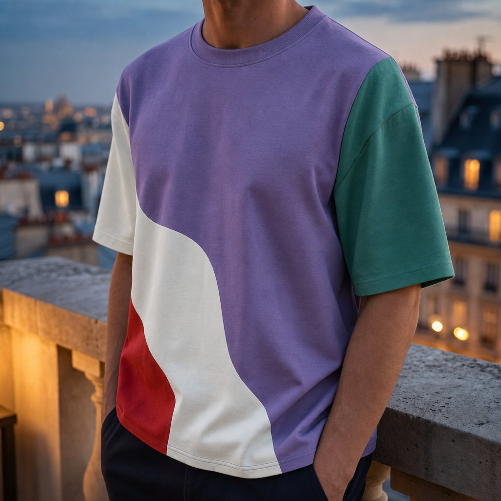 Olhao Wavy Colorblock Tee in Purple