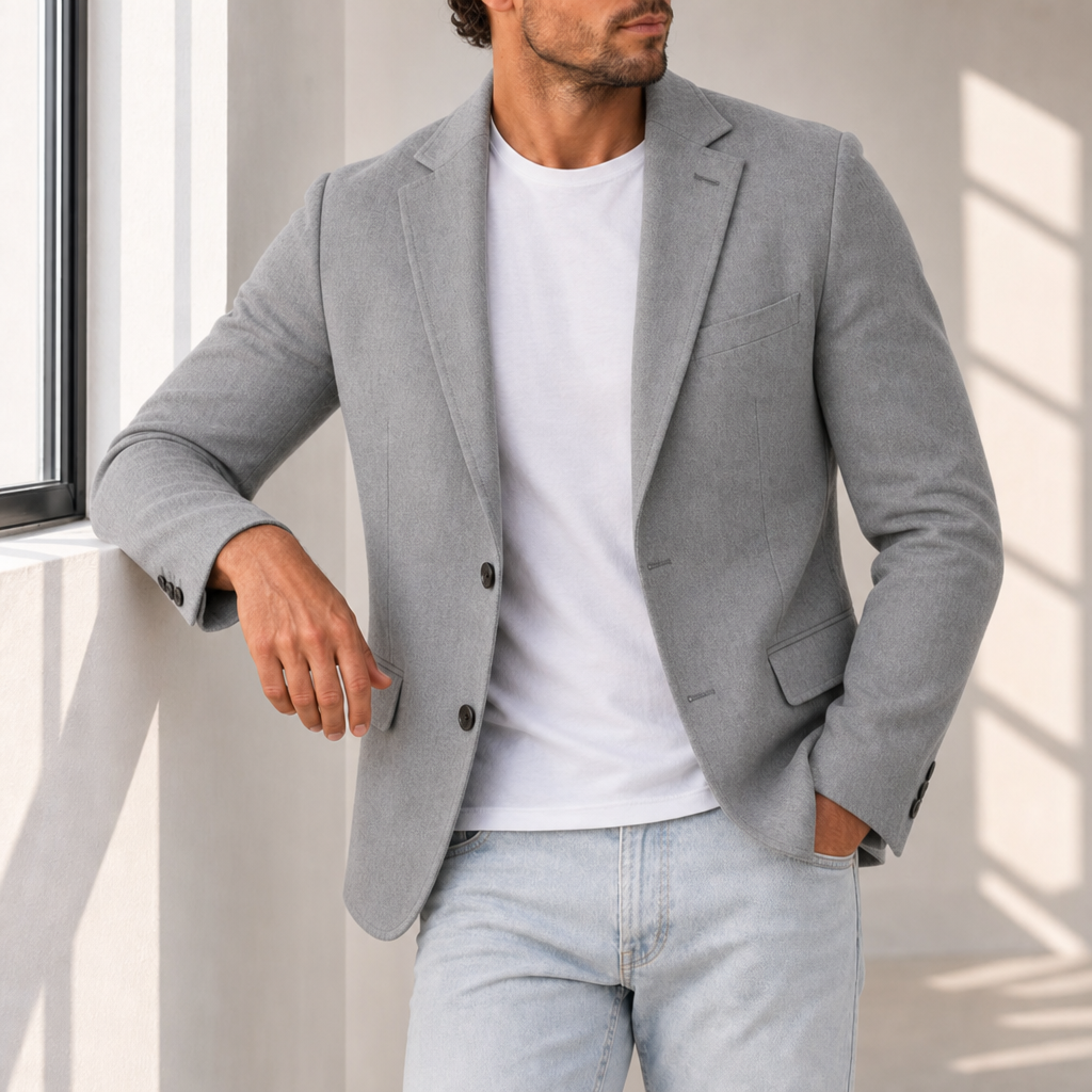 Palamos Linen Tailored Blazer in Gray