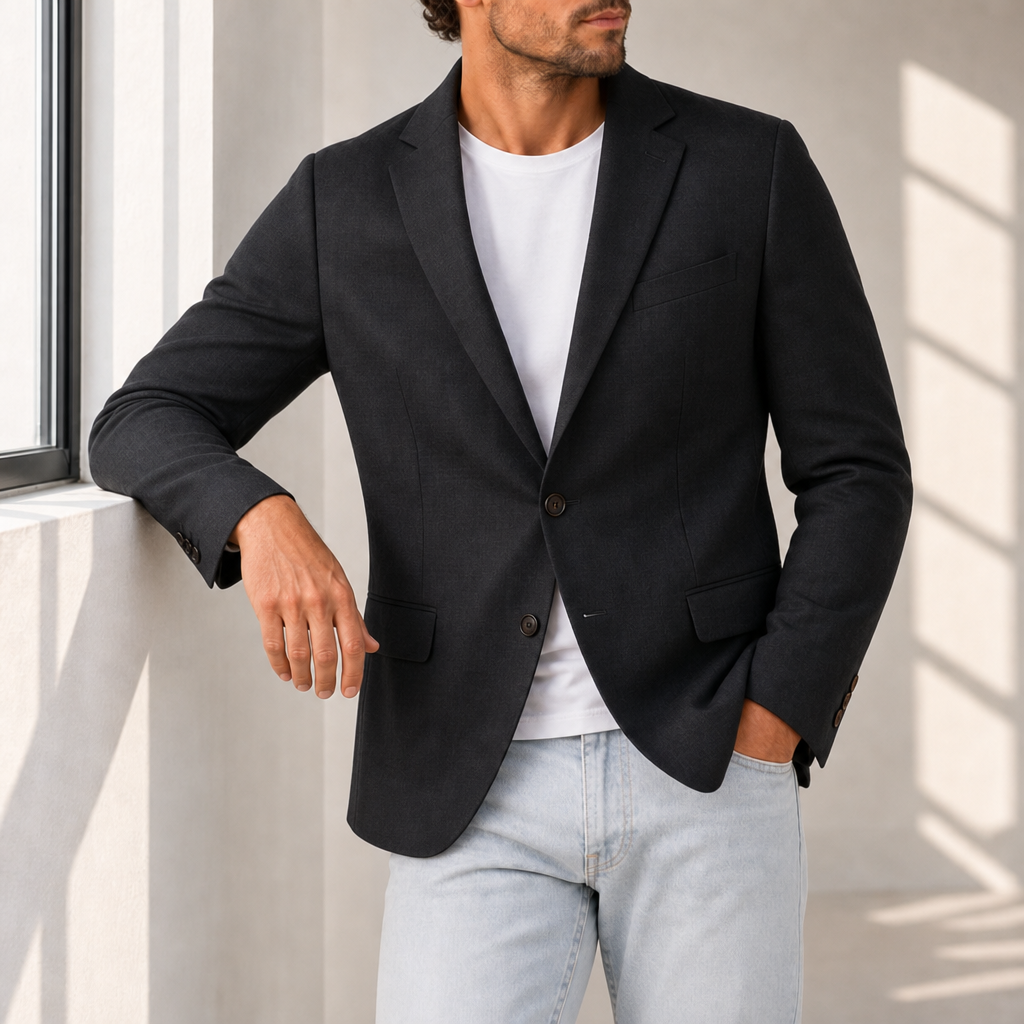 Palamos Linen Tailored Blazer in Black