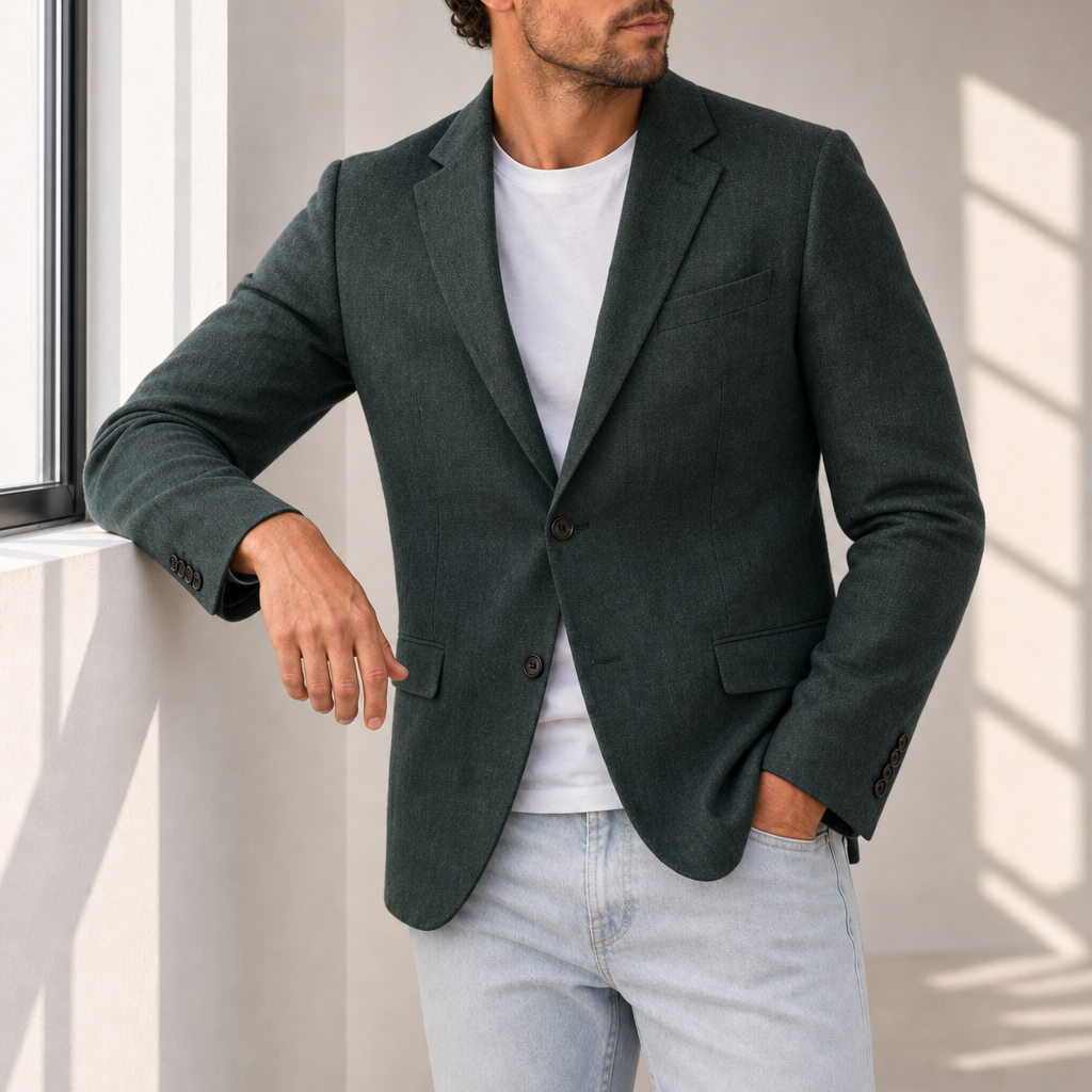 Palamos Linen Tailored Blazer in Green