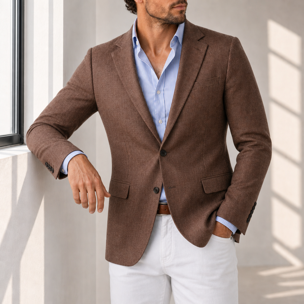 Palamos Linen Tailored Blazer in Brown