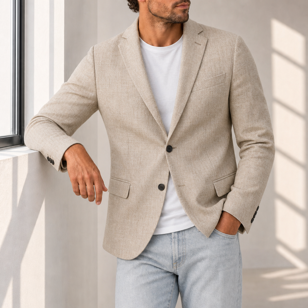 Palamos Linen Tailored Blazer in Beige