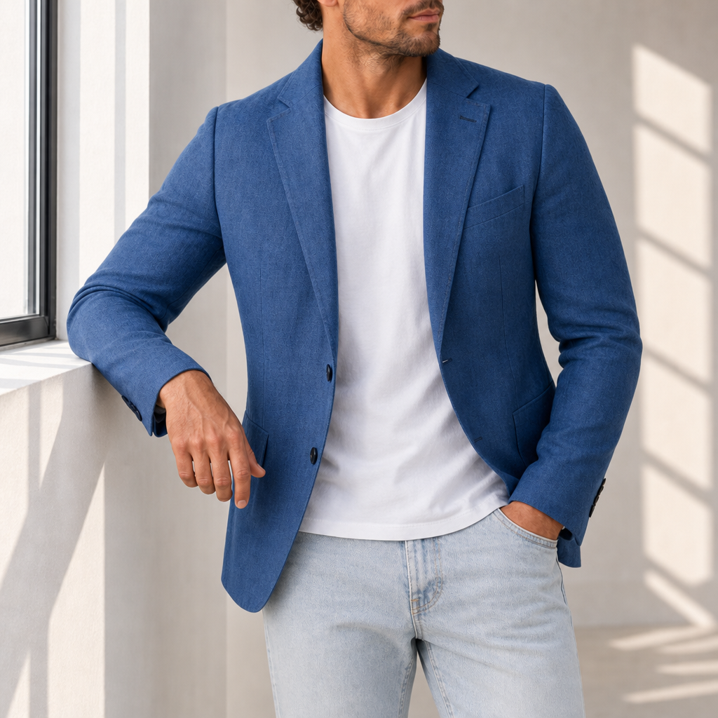 Palamos Linen Tailored Blazer in Blue