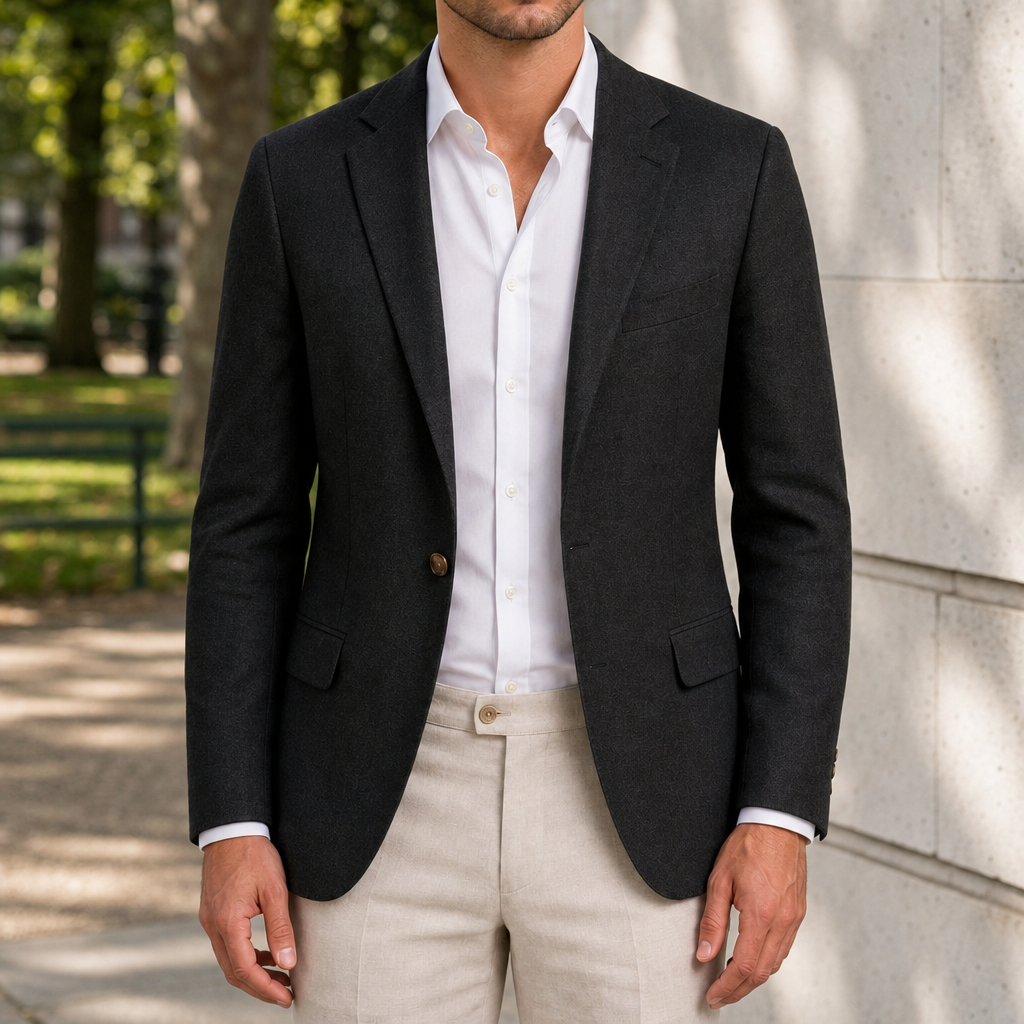 Pienza Linen Sport Blazer in Black