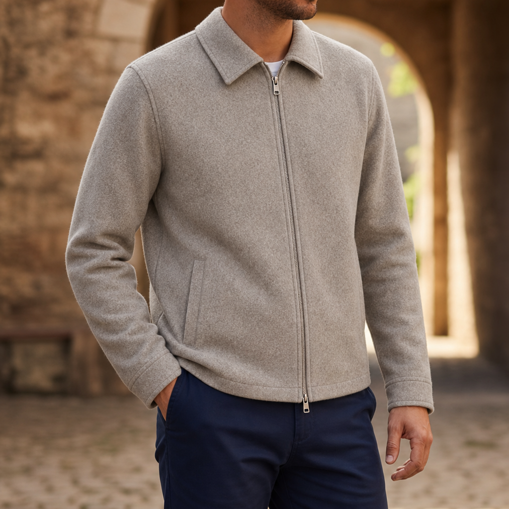 Pisa Collared Zip-Up Jacket in Grey