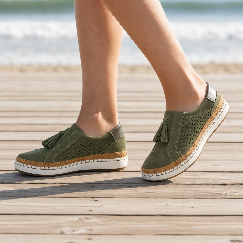 Pisa Orthopedic Tassel Loafers in Green