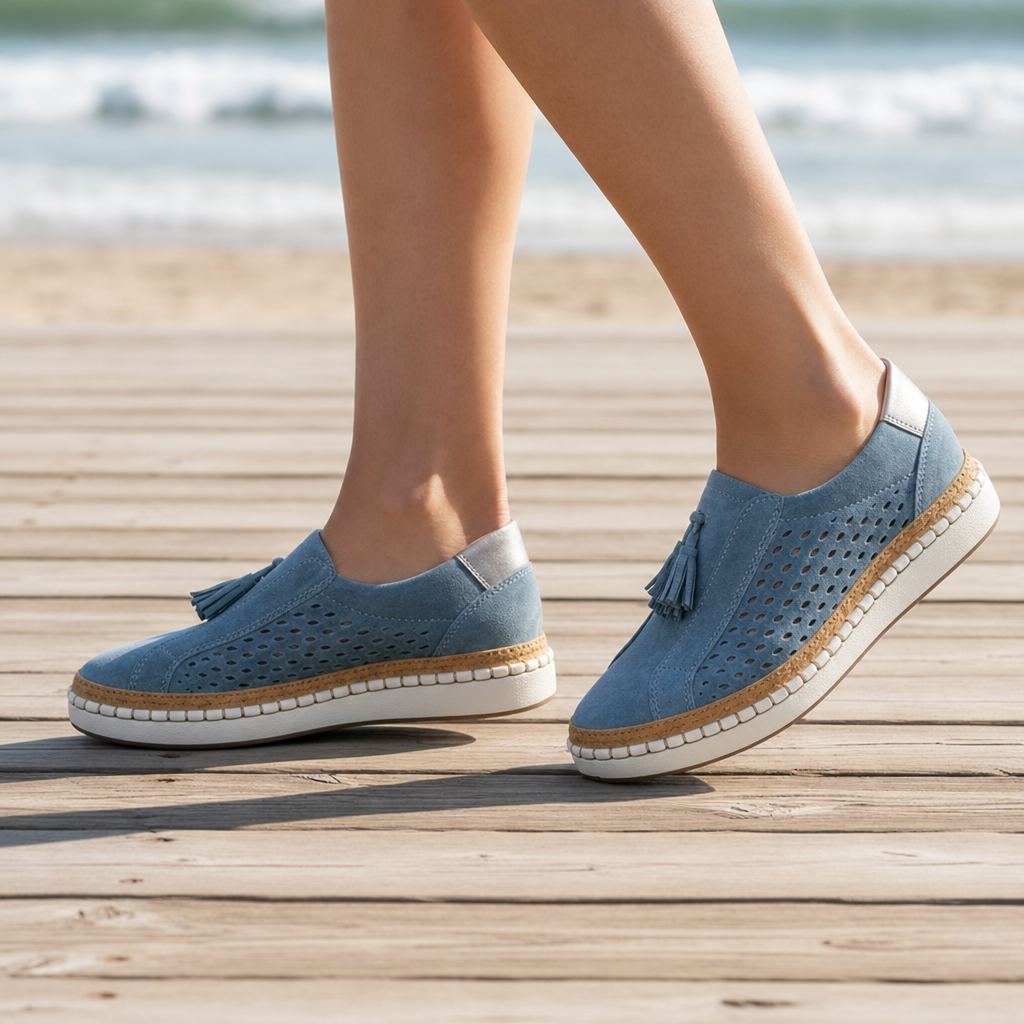 Pisa Orthopedic Tassel Loafers in Blue