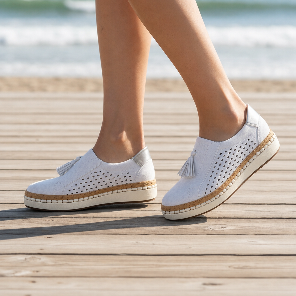 Pisa Orthopedic Tassel Loafers in White