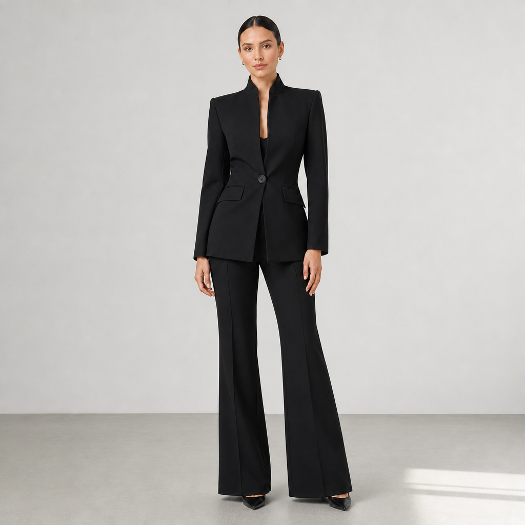 Porec Tailored Two-Piece Suit Set in Black
