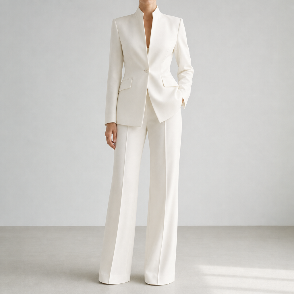Porec Tailored Two-Piece Suit Set in White