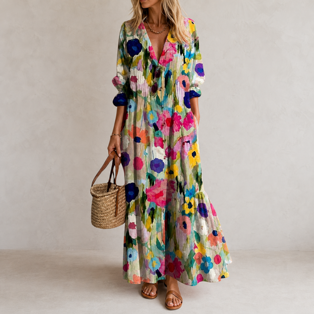 Rab Boho Floral Midi Dress in Multicolored 1